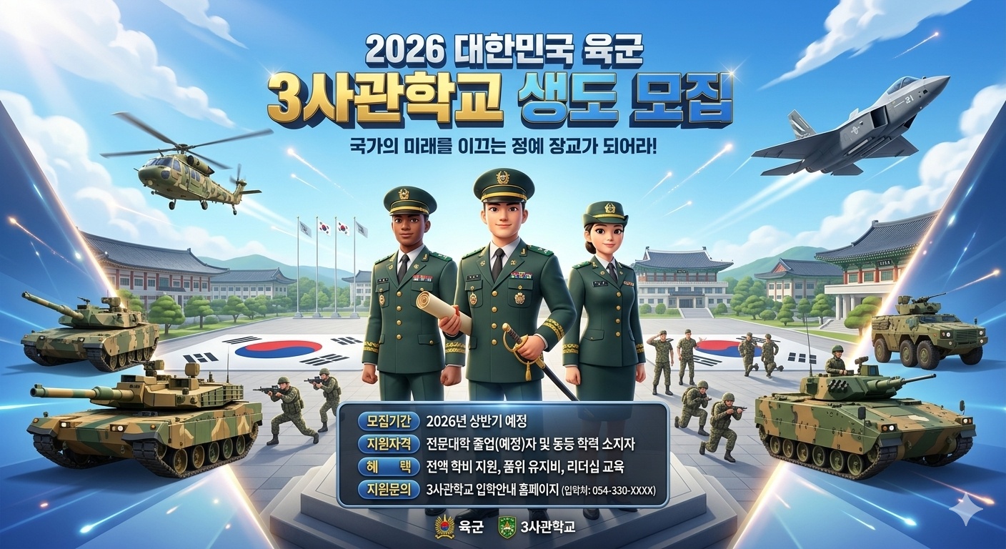 2026 대한민국 육군 3사관학교 생도 모집